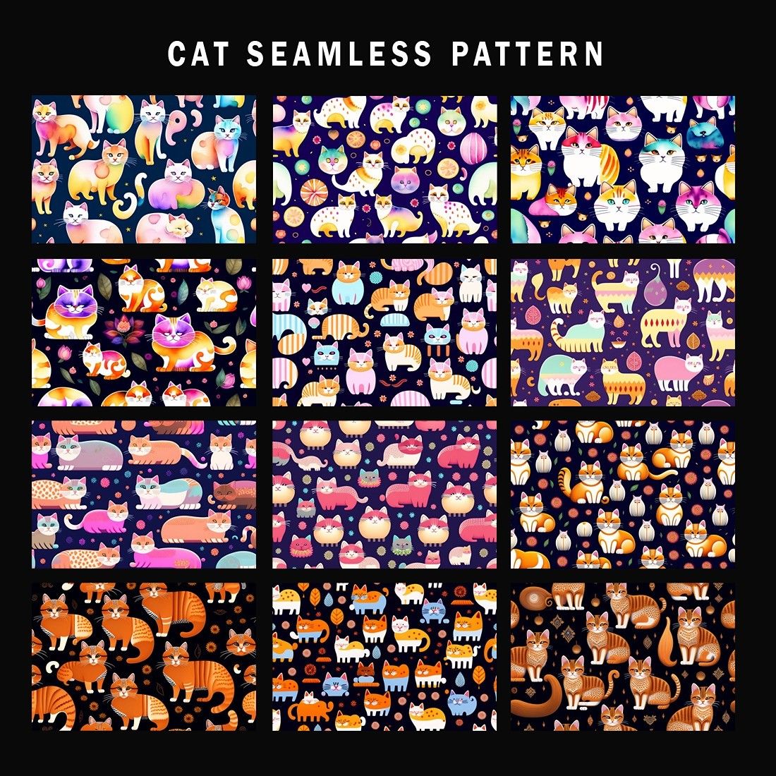 Cate - Seamless pattern, cat background pattern, cat colorful background pattern preview image.