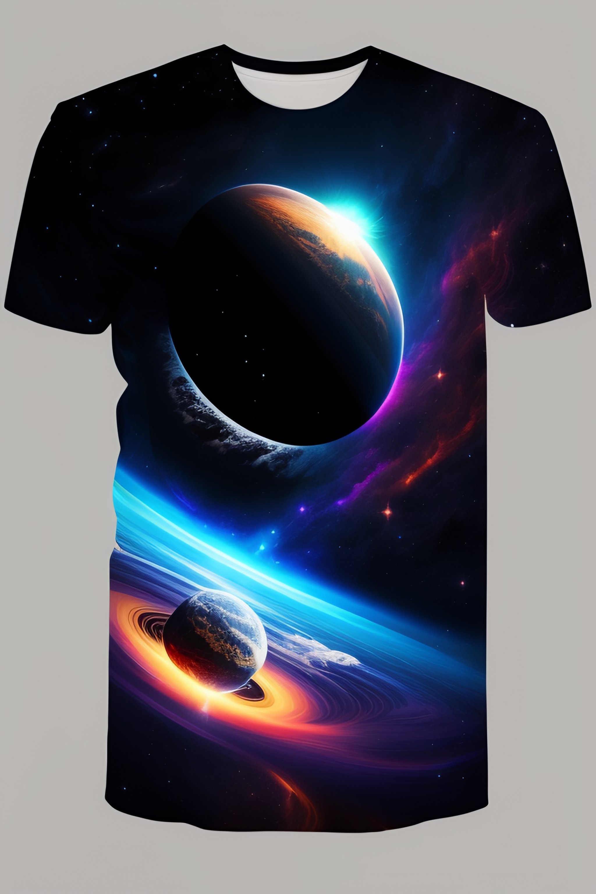 a dark t shirt with space and bl 785