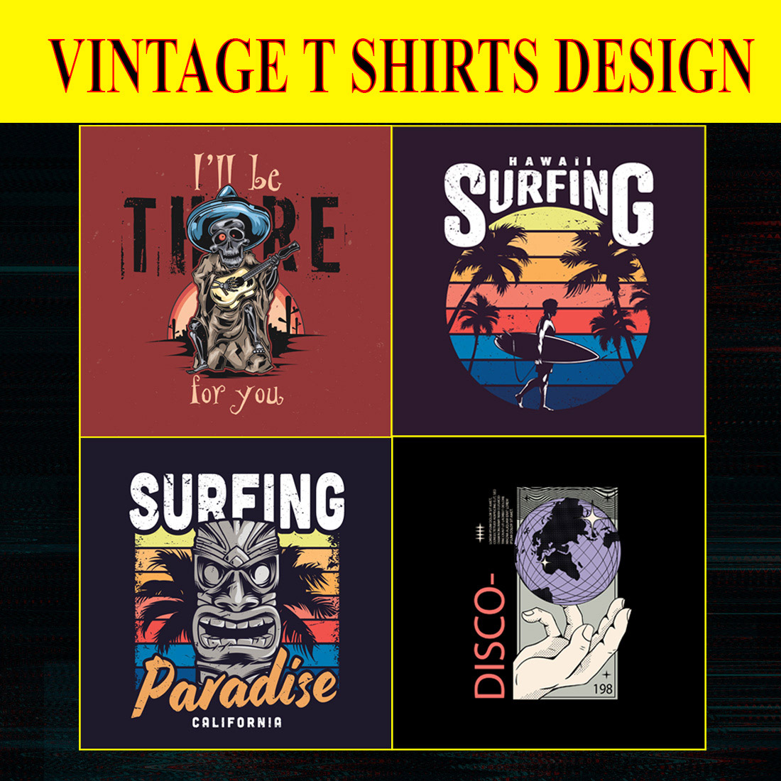 8 Vintage T-Shirt Design Bundles SVG Retro Collection preview image.