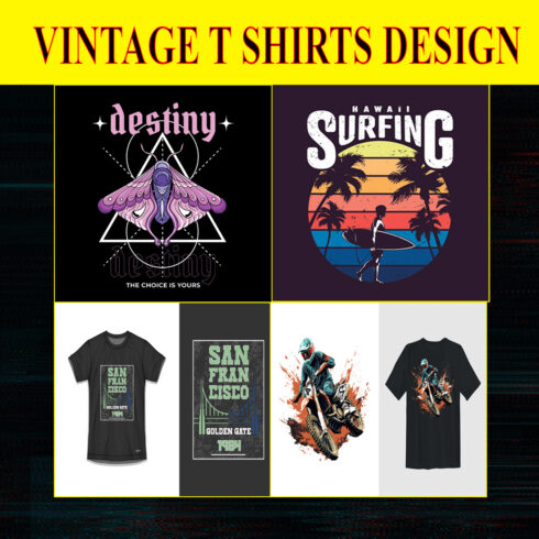8 Vintage T-Shirt Design Bundles SVG Retro Collection cover image.