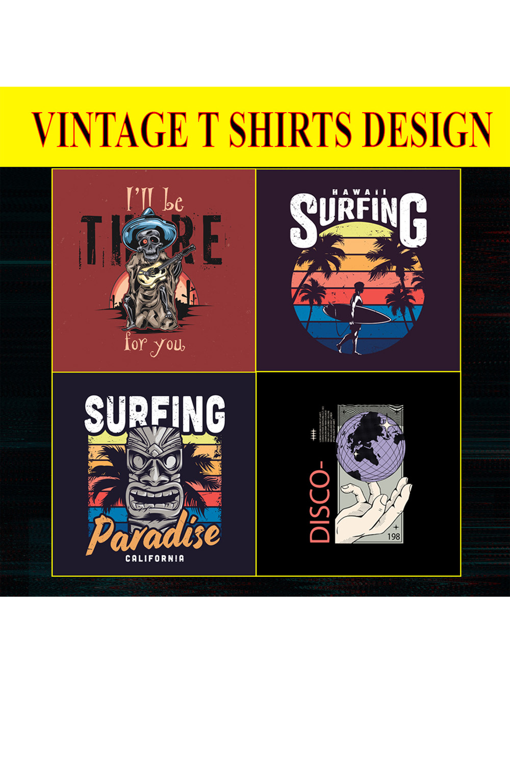 8 Vintage T-Shirt Design Bundles SVG Retro Collection pinterest preview image.