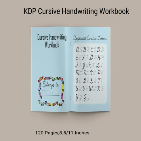 KDP Cursive Handwriting Workbook cover image.