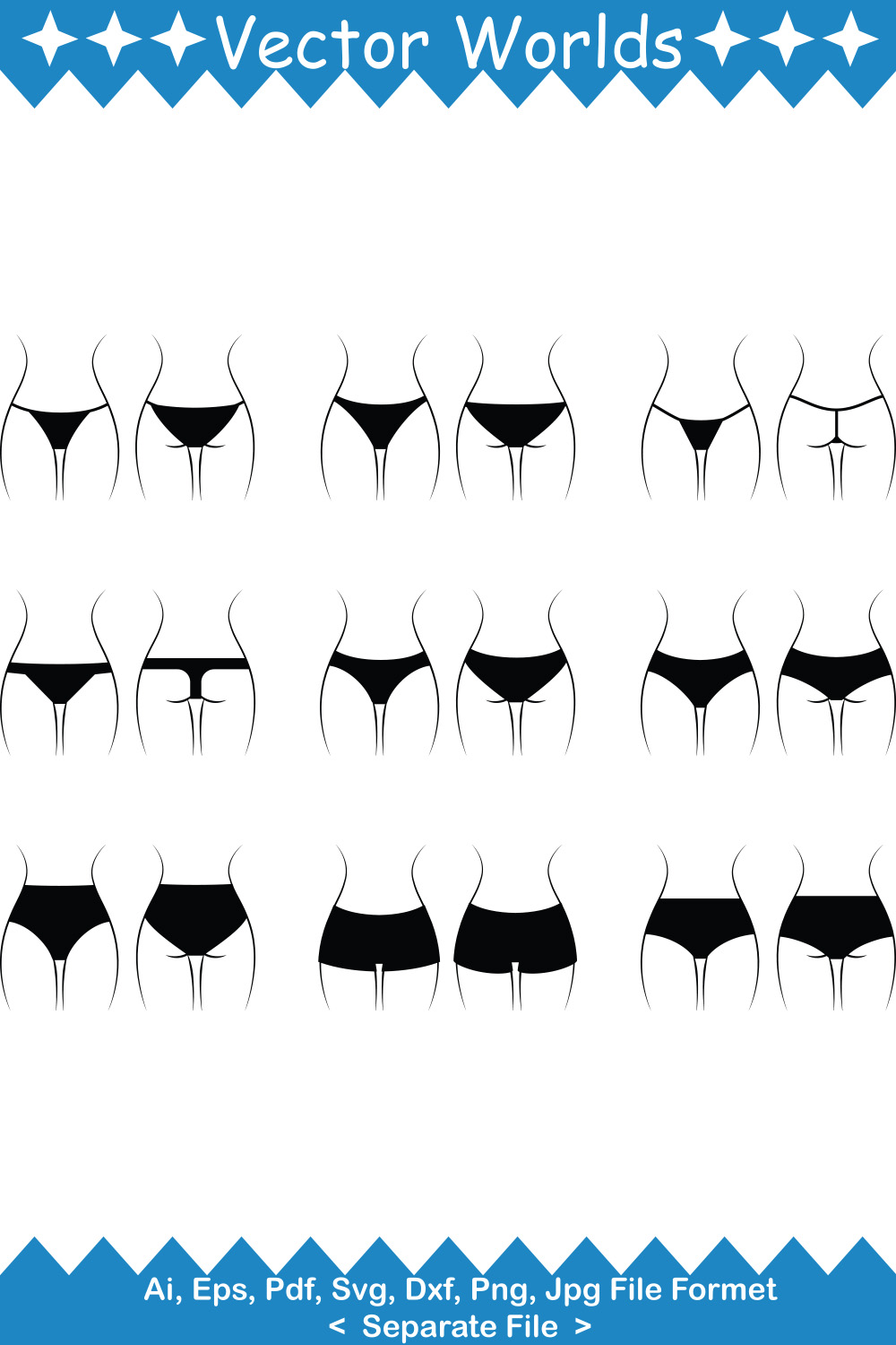 Female pantie SVG Vector Design pinterest preview image.