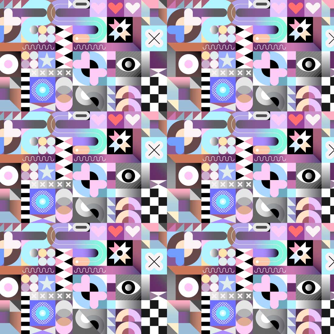 Abstract Geometric Seamless Patterns in Vector preview image.