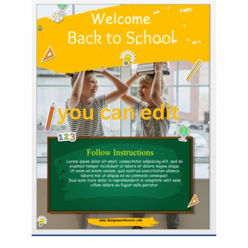 Back to school flyer template cover image.