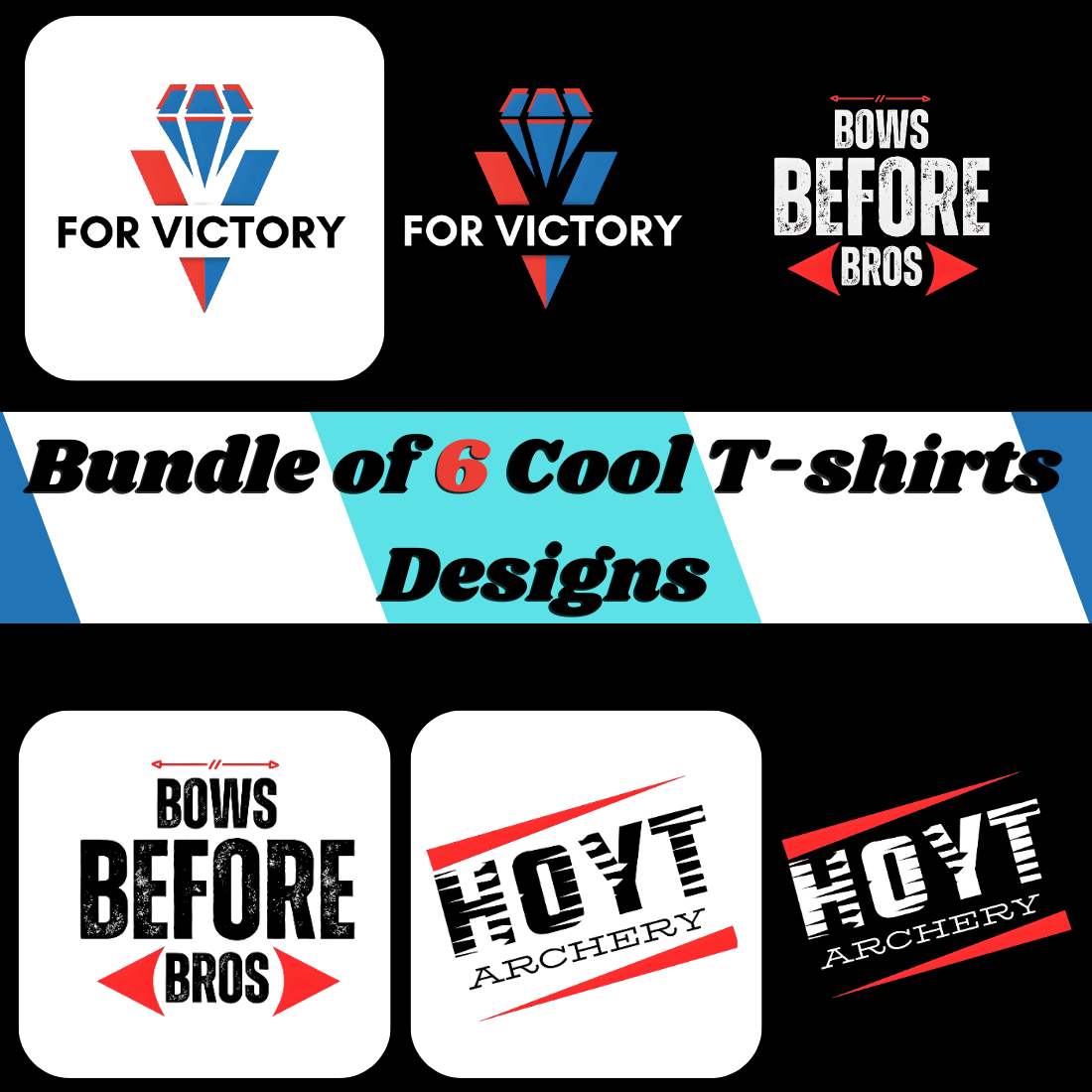 Bundle of 6 cool T-shirt Designs, Premium preview image.