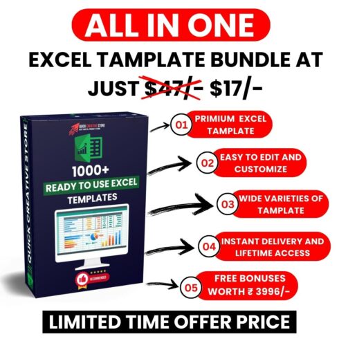 1000+ Excel Template Bundle cover image.