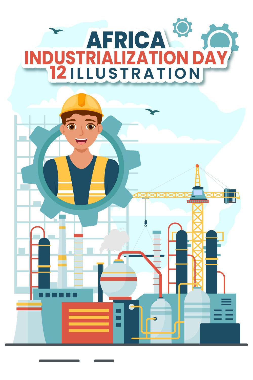 12 Africa Industrialization Day Illustration pinterest preview image.