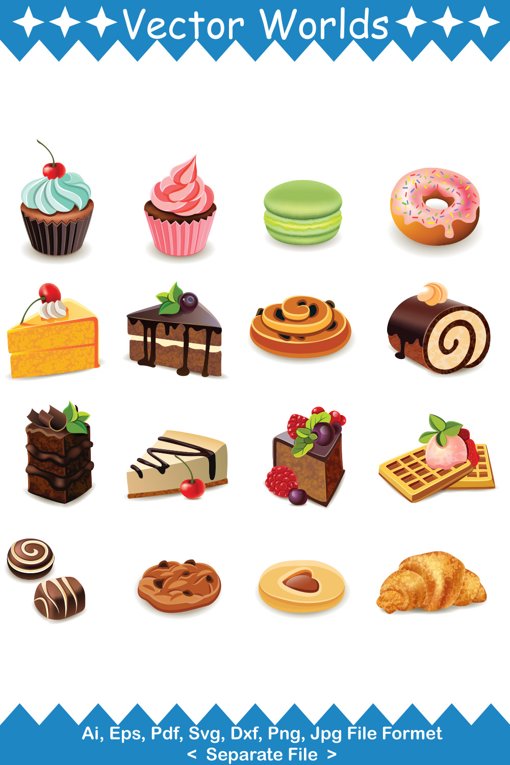 Cakes SVG Vector Design pinterest preview image.