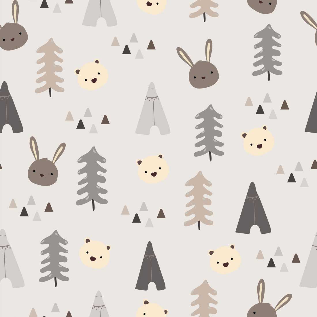 Animal Rabbit Seamless Pattern in Vector preview image.