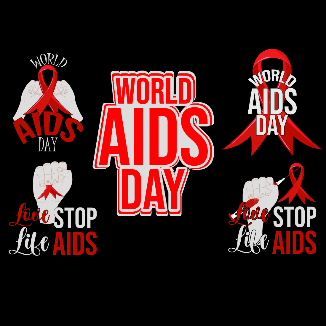 World aids day concept stock illustration AIDS Awareness Ribbon vector preview image.