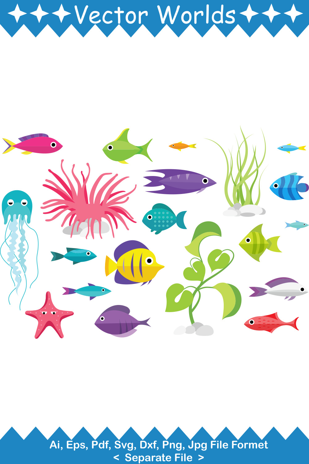 Fish Collection SVG Vector Design pinterest preview image.