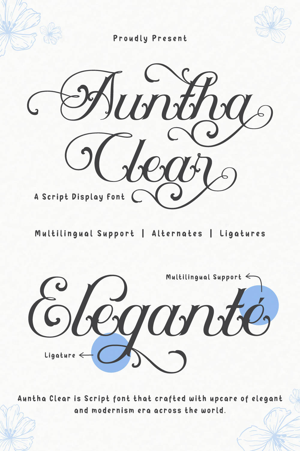 Auntha Clear | Script Font pinterest preview image.