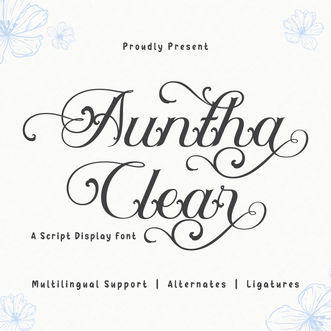 Auntha Clear | Script Font preview image.