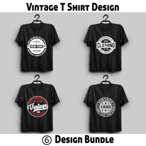 Vintage T shirt Design Bundle cover image.