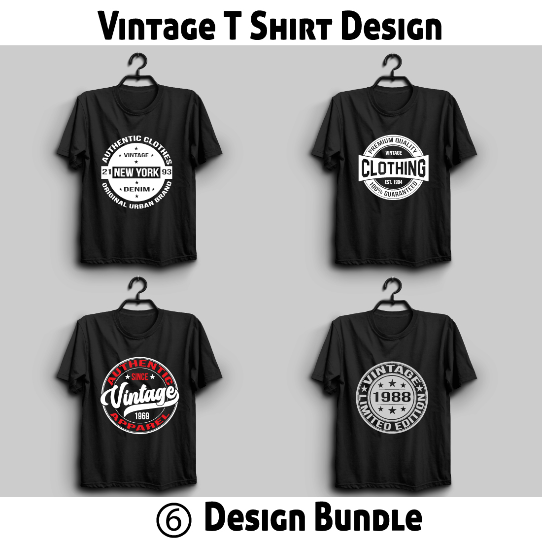 Vintage T shirt Design Bundle cover image.