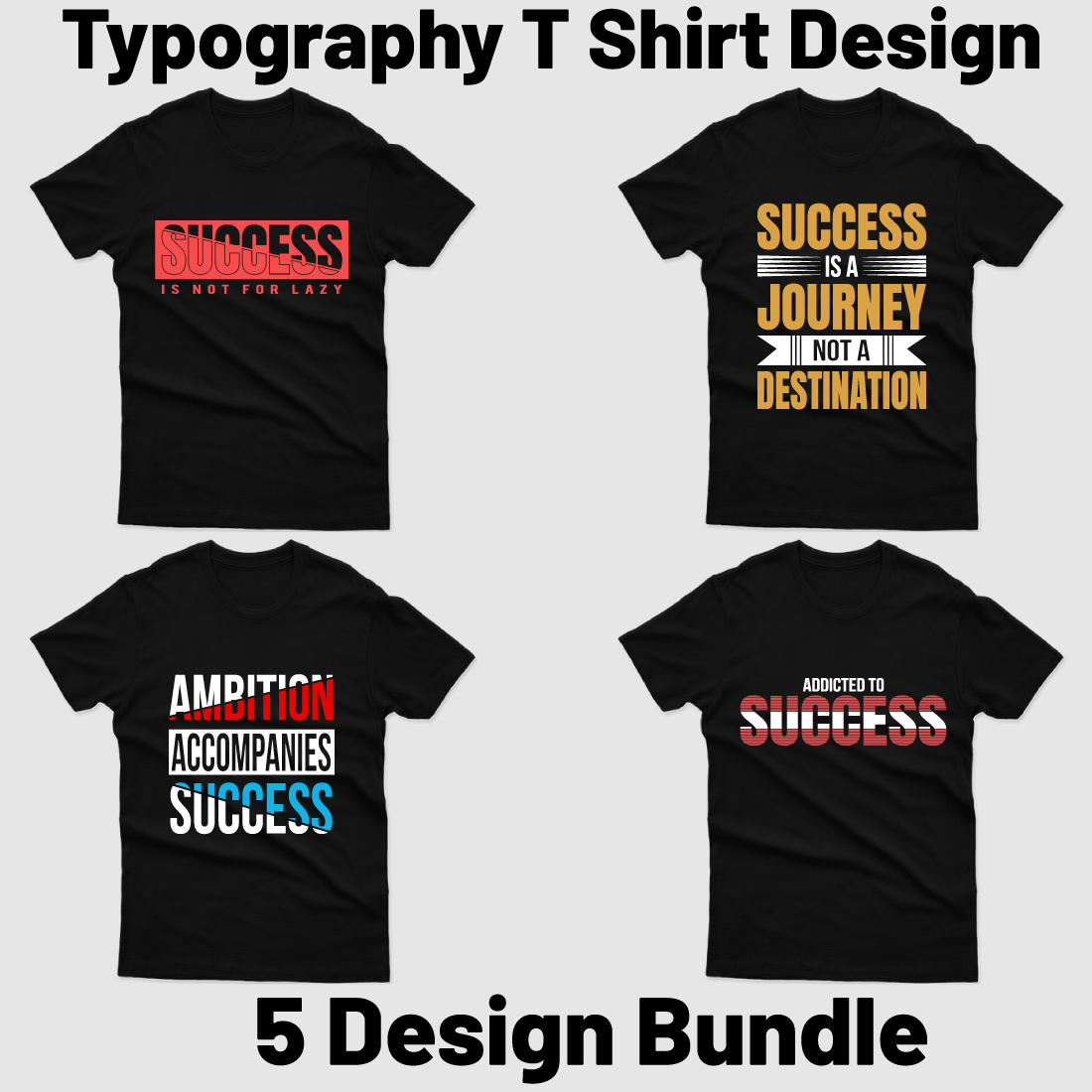 Typography T Shirt Design Bundle cover image.