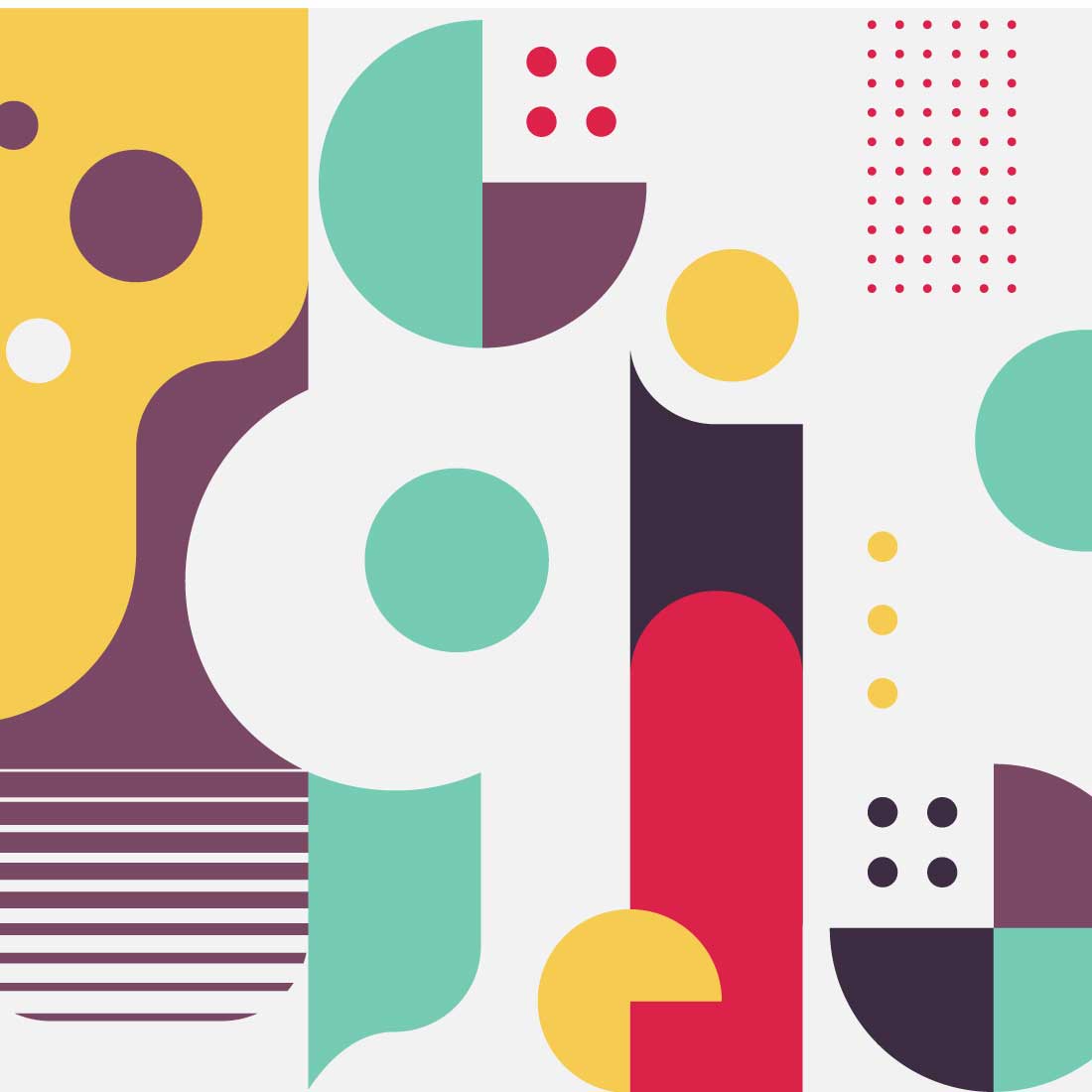 Bauhaus Style Background with Shapes in Vector preview image.