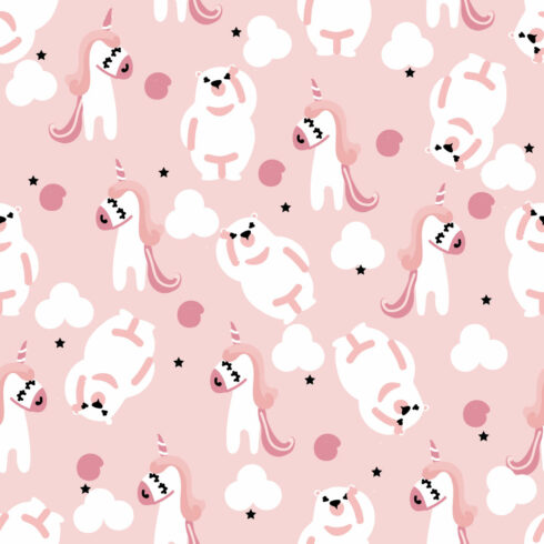 Bear and Unicorn Seamless Pattern in Vector cover image.