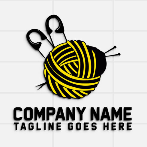 Bee Haberdashery Logo Template Sewing logo design Yarn ball, needles and hook cover image.