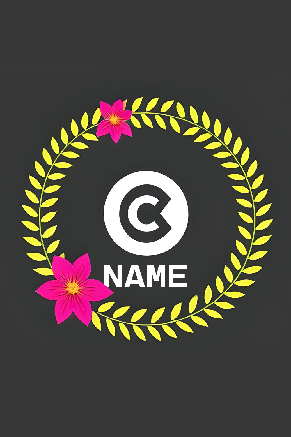 logo with flowers wreath and symbol pinterest preview image.