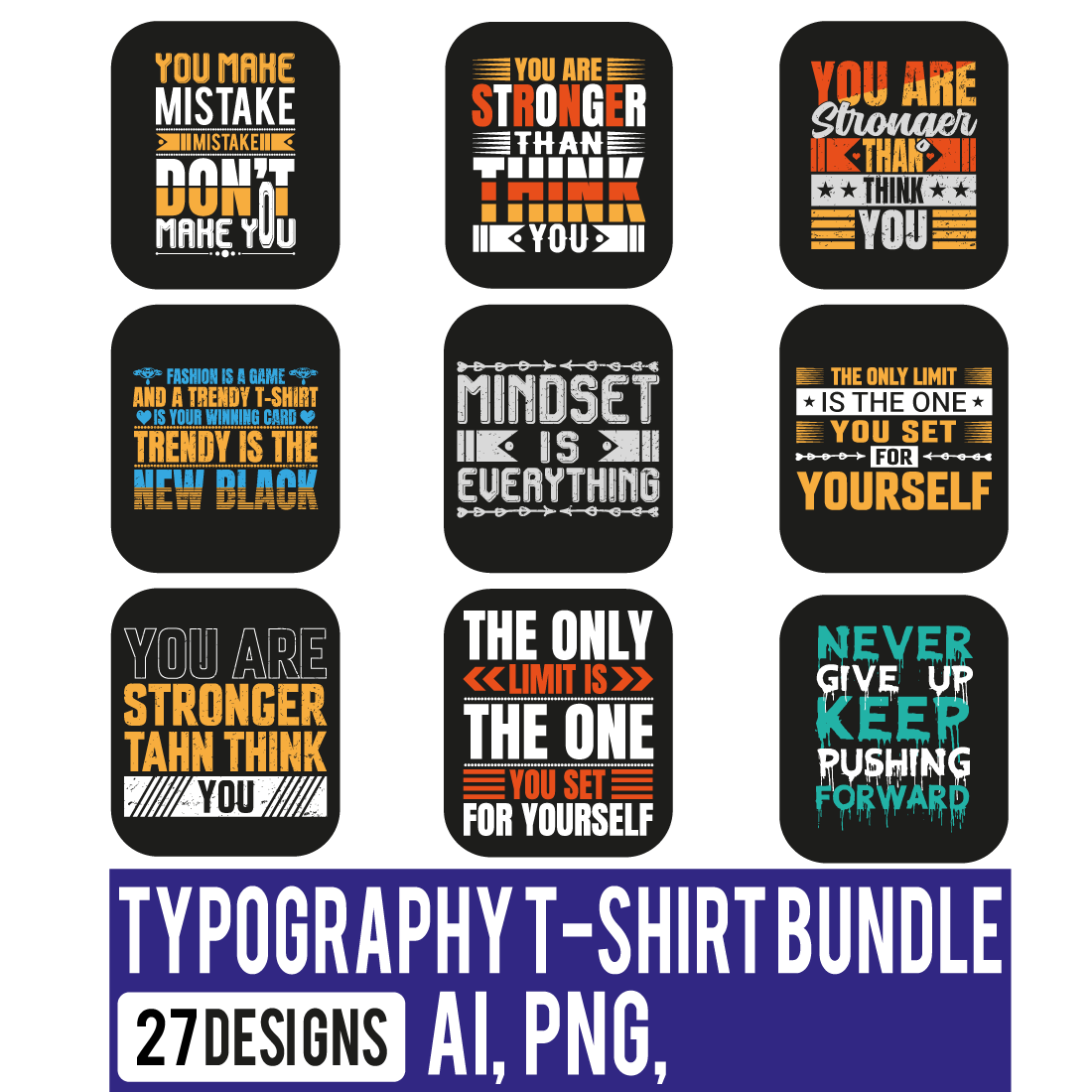 Typography t-shirt design cover image.