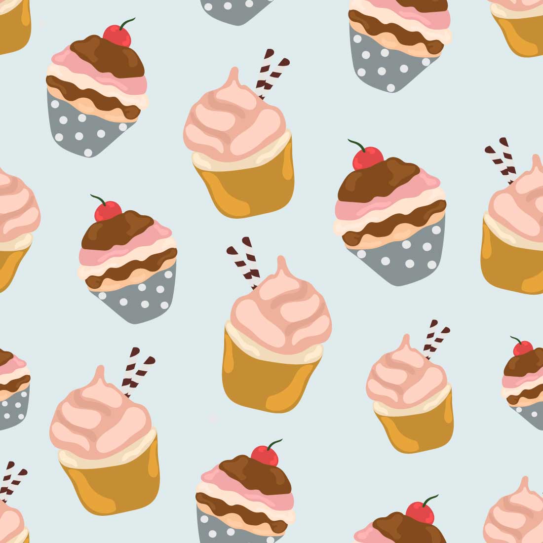 Cupcake Seamless Pattern in Vector preview image.