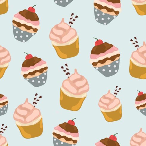 Cupcake Seamless Pattern in Vector cover image.