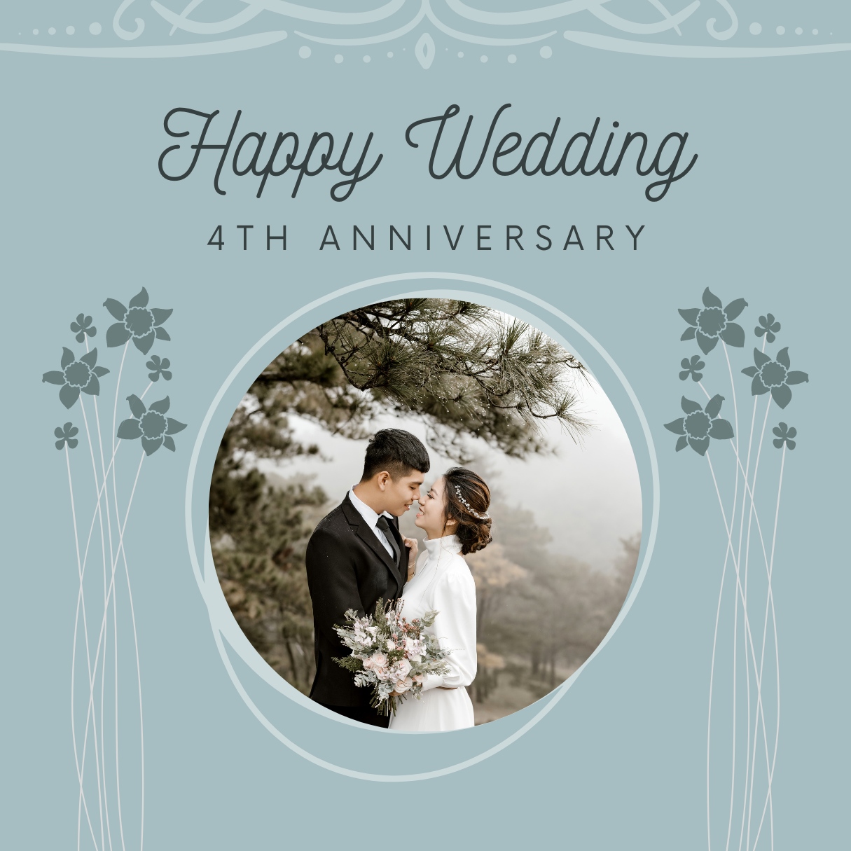 blue simple minimalist happy wedding anniversary greeting instagram post 1 334