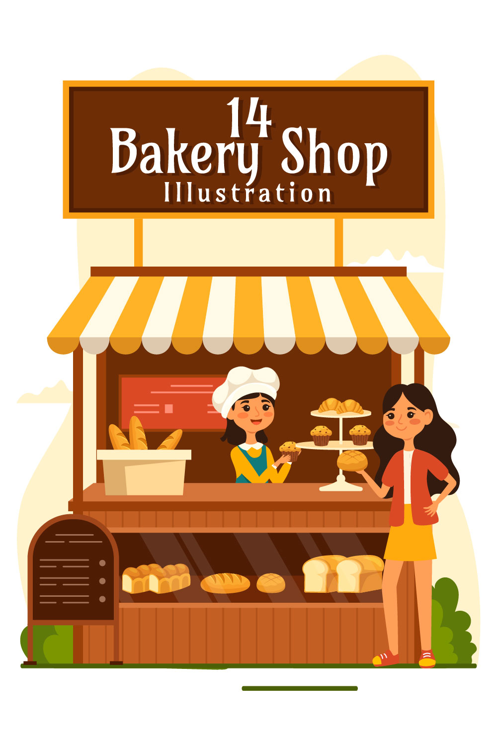 14 Bakery Store Illustration pinterest preview image.