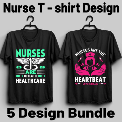 Nurse T shirt Design Bundle cover image.