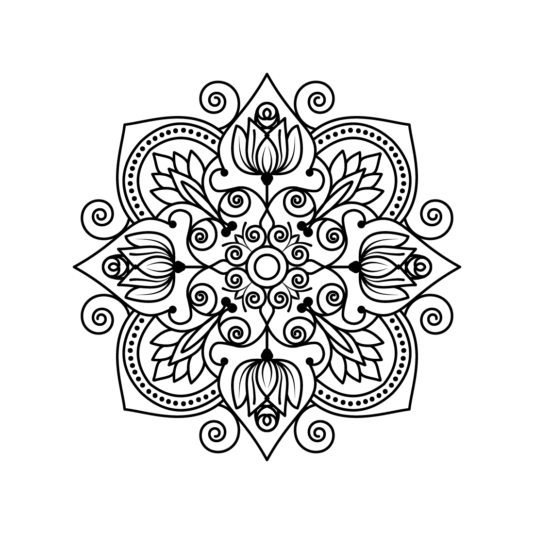 Bundle of 10 Ornamental Mandala Coloring Book Pages preview image.
