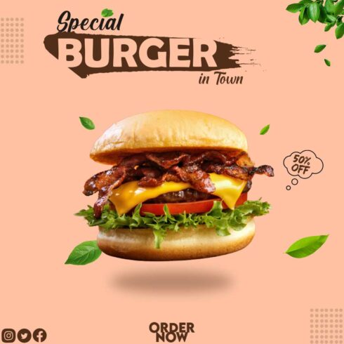 Burger Social Media Poster Design cover image.