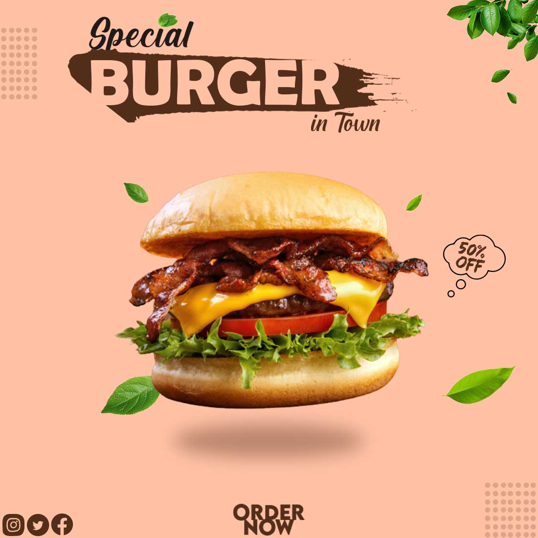 Burger Social Media Poster Design preview image.