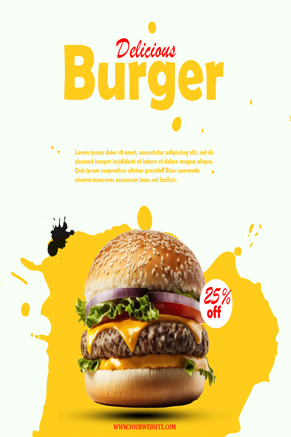 Social media food poster design pinterest preview image.