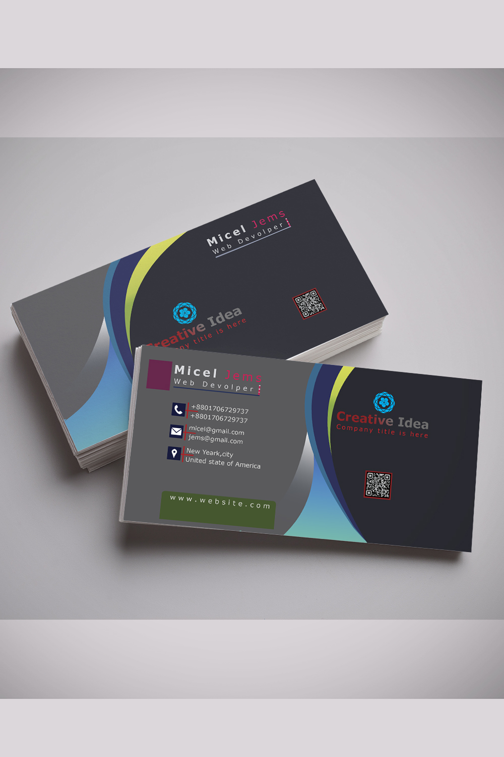 Professional and Unique Editable Business Card Design pinterest preview image.