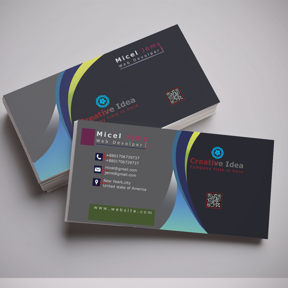 Professional and Unique Editable Business Card Design preview image.