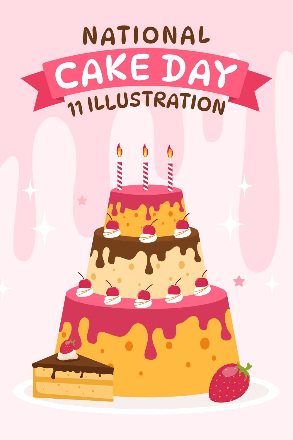 11 National Cake Day Vector Illustration pinterest preview image.
