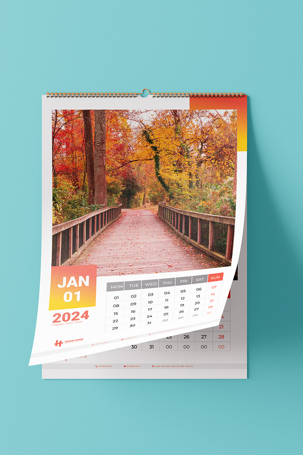 Calendar Design Template 2024 pinterest preview image.