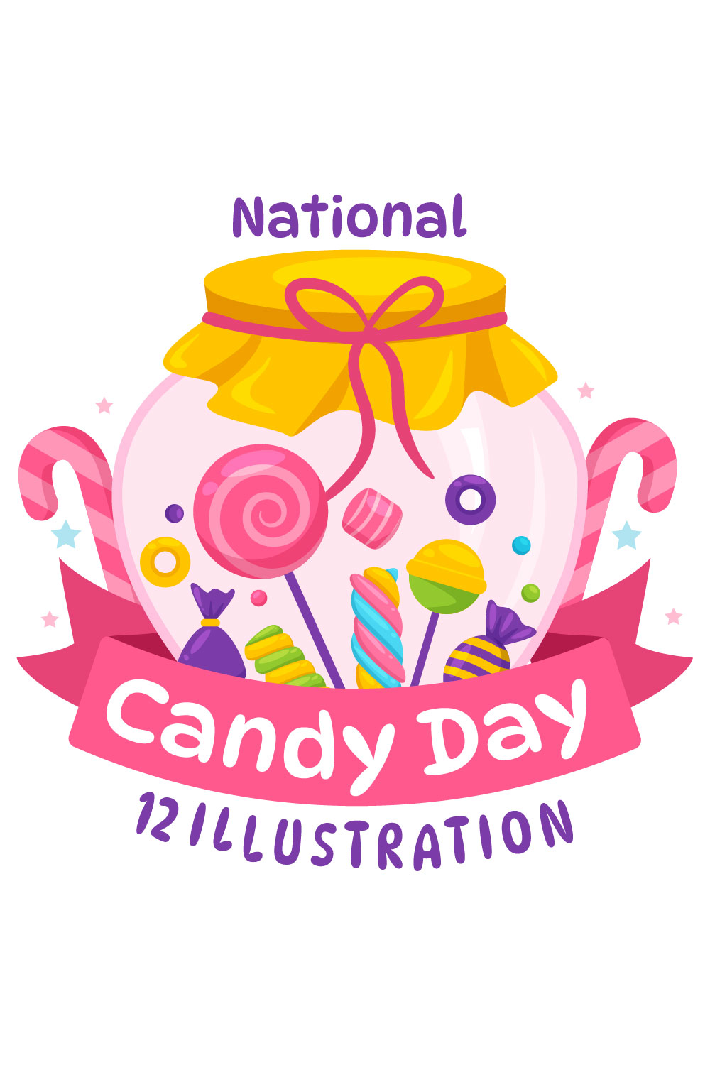 12 National Candy Day Illustration pinterest preview image.
