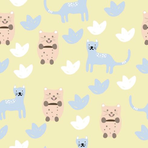 Cat Doodle Seamless Pattern in Vector cover image.