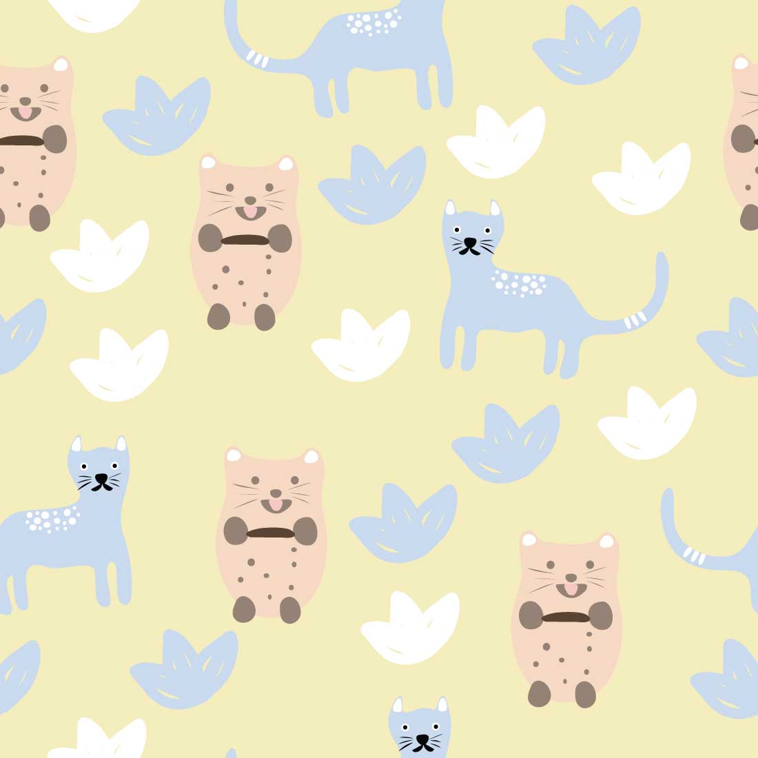 Cat Doodle Seamless Pattern in Vector preview image.