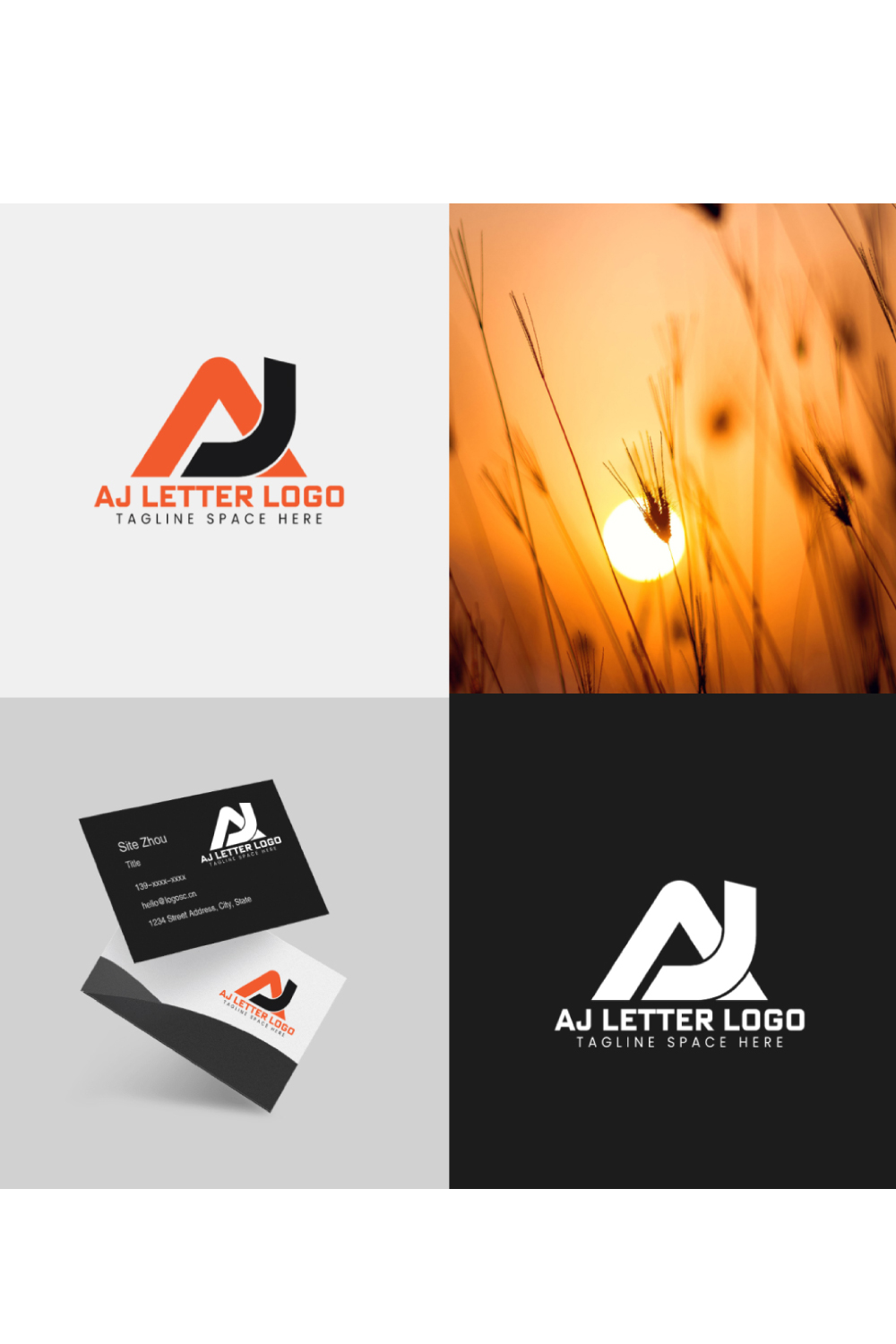 AJ Letter Logo Template pinterest preview image.