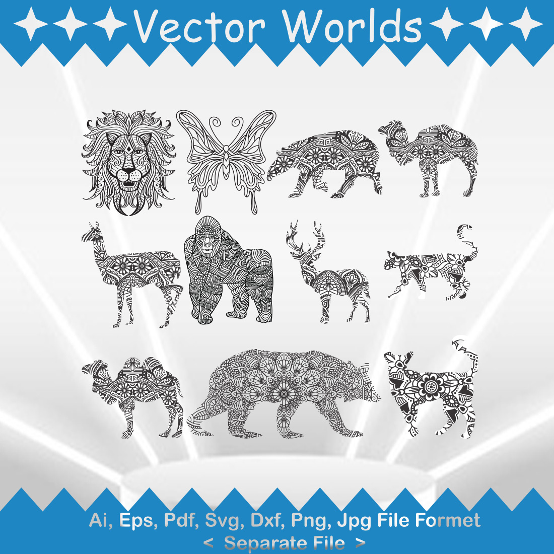 Animal Ornament SVG Vector Design preview image.