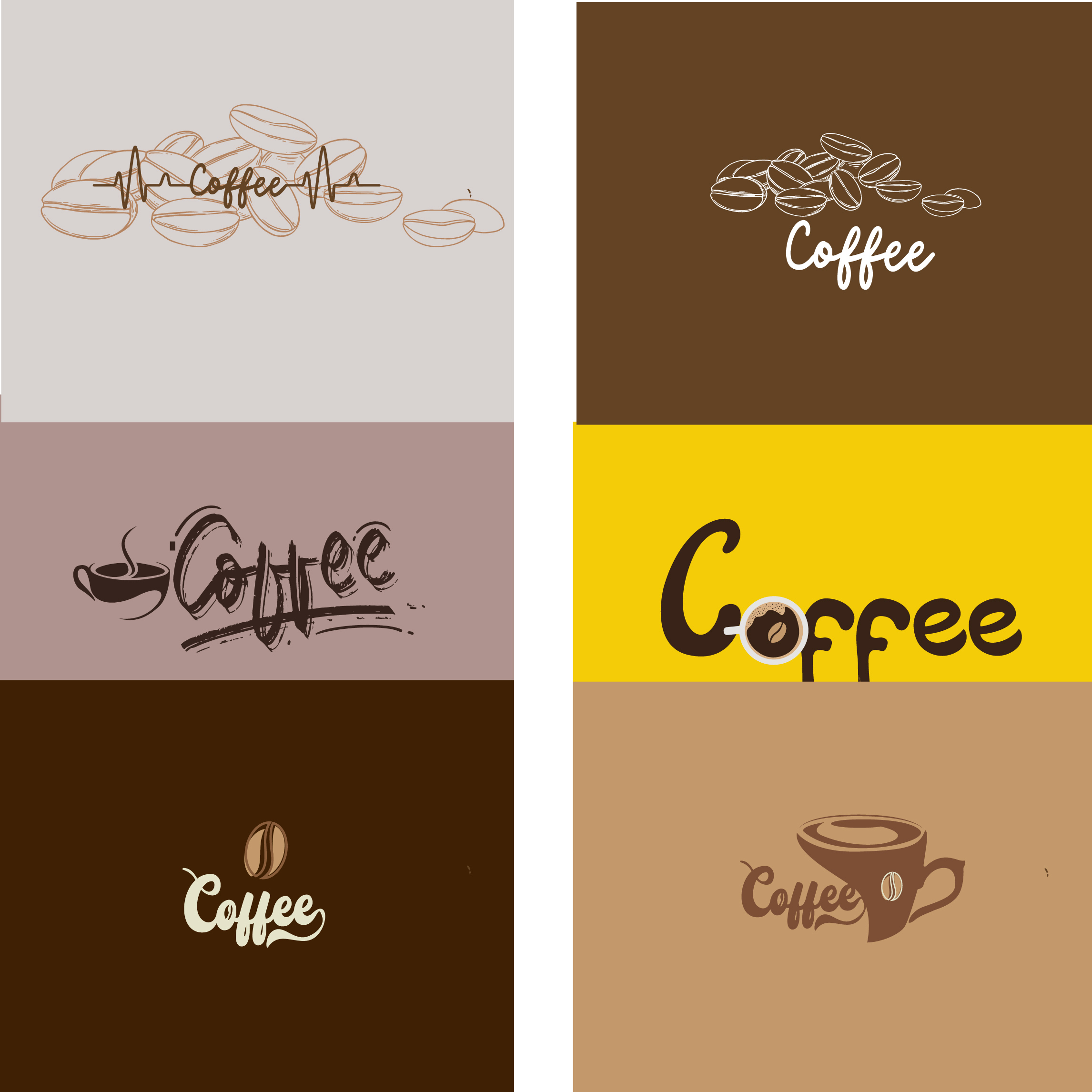 6 Coffee logo designs preview image.