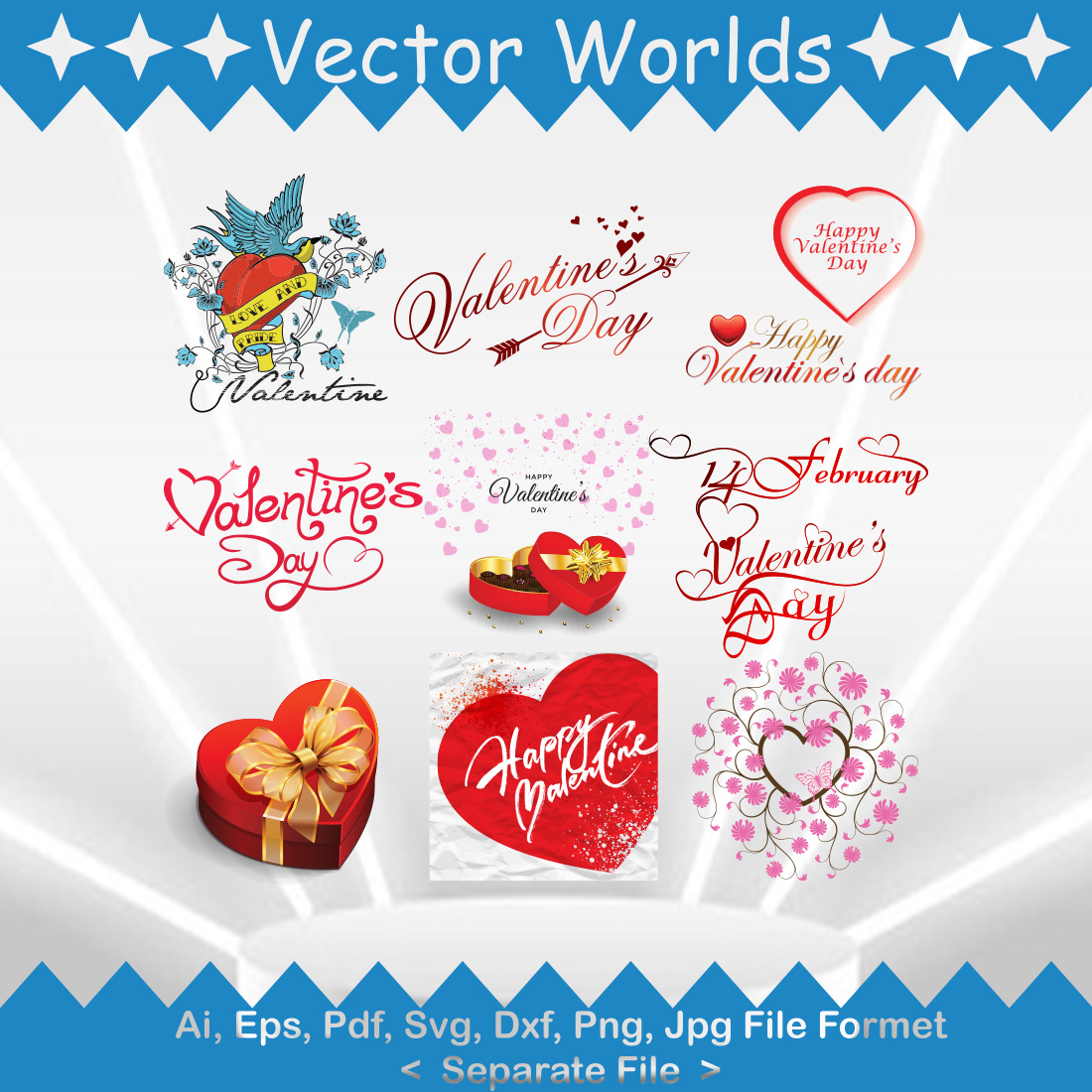 Happy Valentine Day SVG Vector Design preview image.