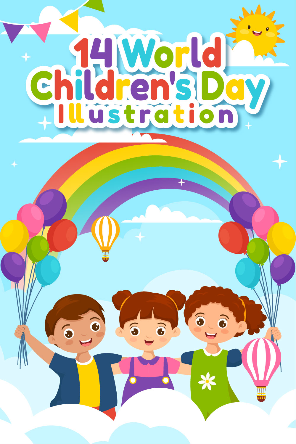 14 World Children's Day Illustration pinterest preview image.