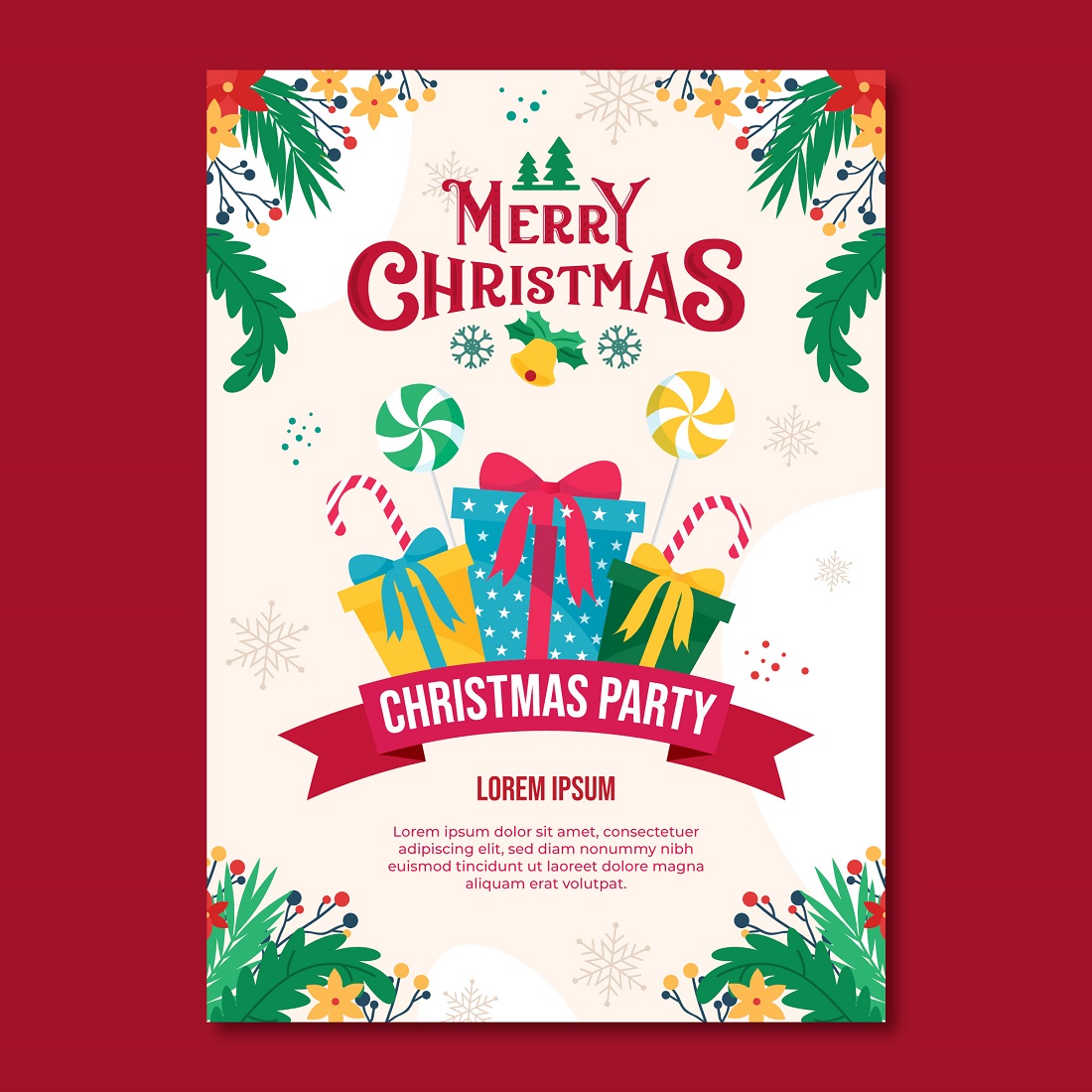 Christmas party vertical poster template cover image.