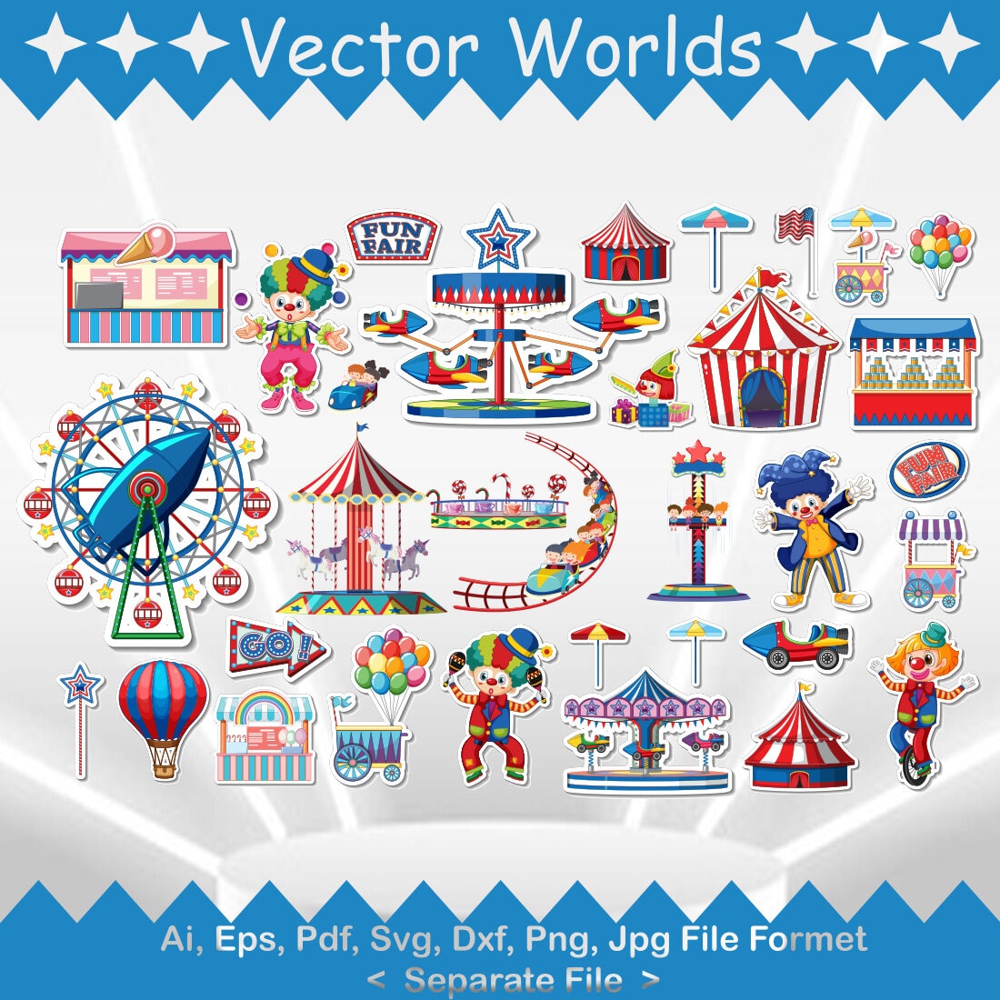 Amusement Park SVG Vector Design preview image.