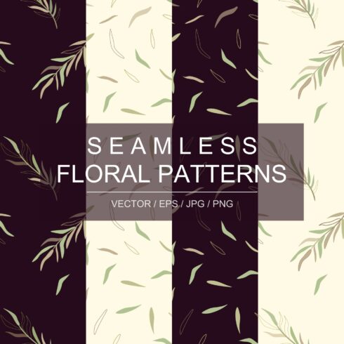 Set of modern seamless plant patterns for printing Background plants, leaves, wallpaper, design paper, textiles, fabric Vector illustration cover image.